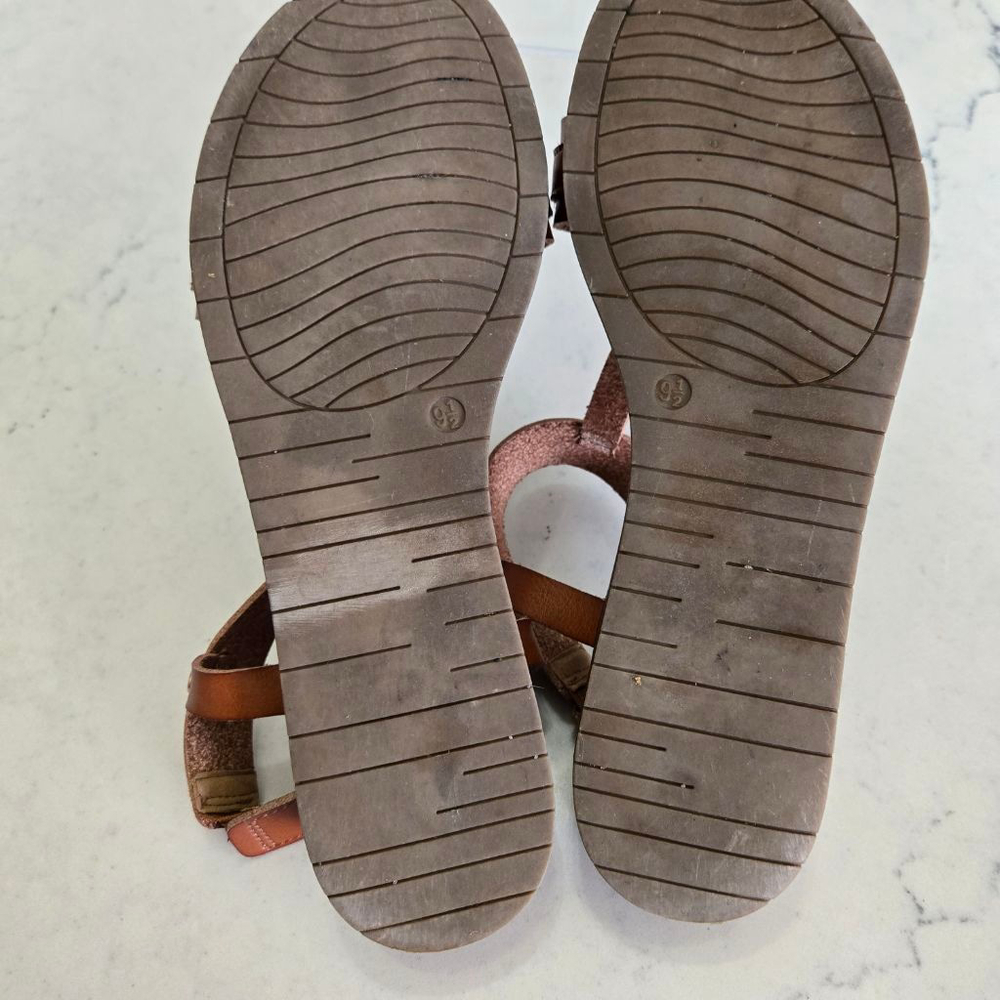 Women's Lauren Blakwell Olivia Leather Flat Sandals in Camel Brown Size 9.5 - Picture 6 of 7
